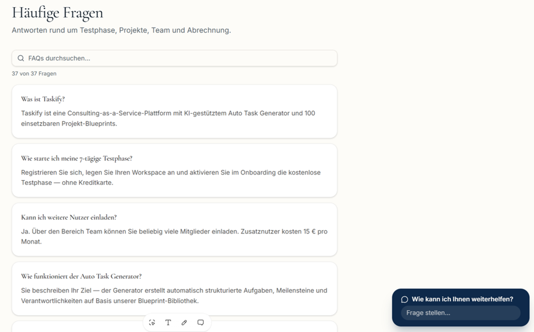 Unsere FAQ's und der Chatbot helfen Ihnen weiter